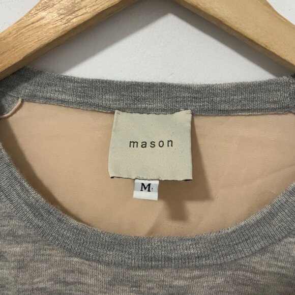 Mason Gray & White Striped Mixed Media Sweater Size Medium - Picture 3 of 7